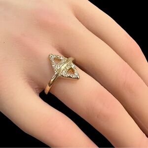 Triangle Ring with Crystal Inlay Gold Tone Size 6